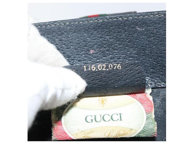 Gucci Borsa GG Supreme Web Sherry Line in PVC nero e oro 116 02 076 Auth 159403 D'oro - vista 12