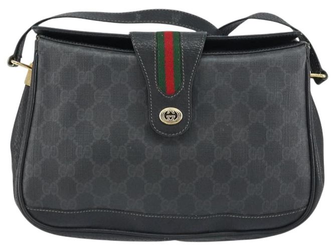 Gucci Borsa GG Supreme Web Sherry Line in PVC nero e oro 116 02 076 Auth 159403 D'oro - vista 13