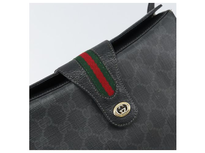 Gucci Borsa GG Supreme Web Sherry Line in PVC nero e oro 116 02 076 Auth 159403 D'oro - vista 17