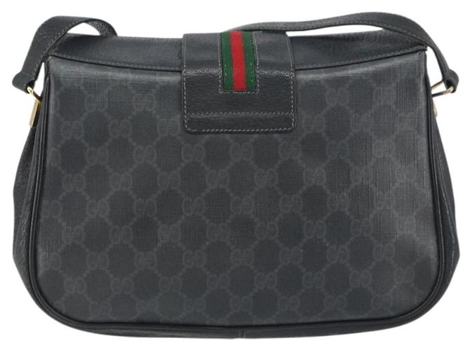 Gucci Borsa GG Supreme Web Sherry Line in PVC nero e oro 116 02 076 Auth 159403 D'oro - vista 2