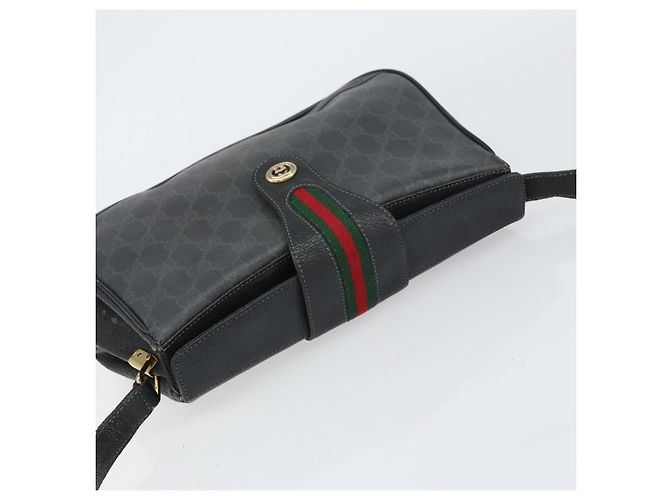 Gucci Borsa GG Supreme Web Sherry Line in PVC nero e oro 116 02 076 Auth 159403 D'oro - vista 6