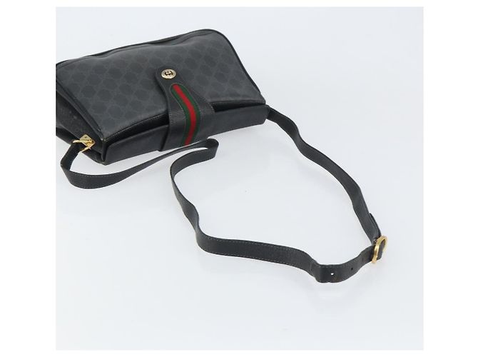 Gucci Borsa GG Supreme Web Sherry Line in PVC nero e oro 116 02 076 Auth 159403 D'oro - vista 7
