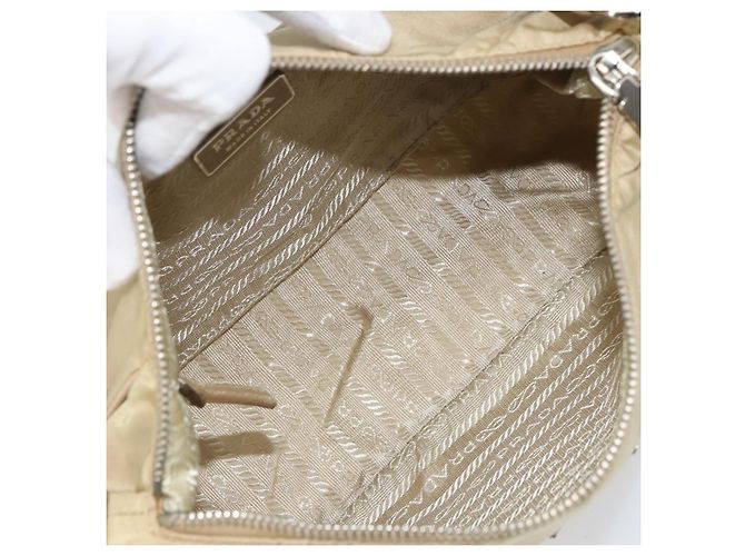 PRADA Schultertasche Nylon Beige Silber Authentisch hk3322 - Ansicht 11