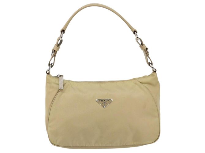 PRADA Schultertasche Nylon Beige Silber Authentisch hk3322 - Ansicht 13