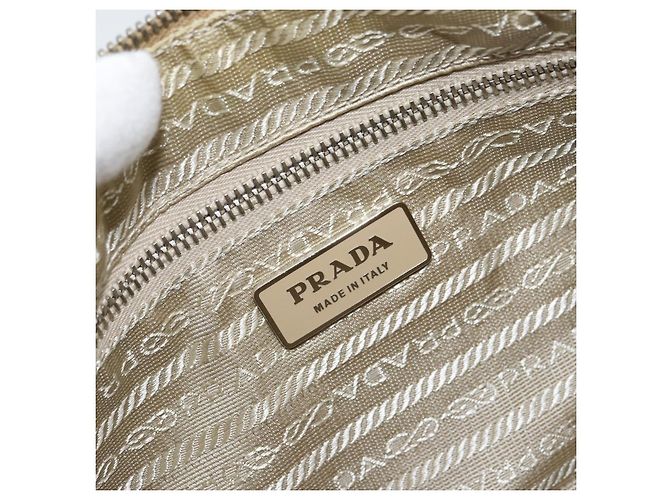 PRADA Schultertasche Nylon Beige Silber Authentisch hk3322 - Ansicht 18