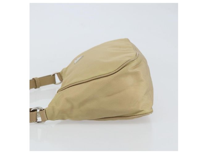 PRADA Schultertasche Nylon Beige Silber Authentisch hk3322 - Ansicht 4