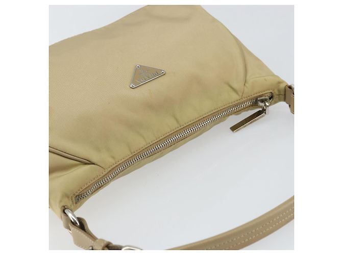 PRADA Schultertasche Nylon Beige Silber Authentisch hk3322 - Ansicht 6