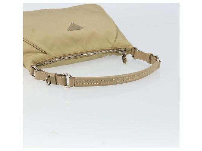 PRADA Schultertasche Nylon Beige Silber Authentisch hk3322 - Ansicht 7