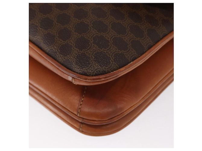 Céline Borsa a Spalla in Tela Macadam CELINE in Pelle PVC Marrone Oro Auth 161211 D'oro - vista 14