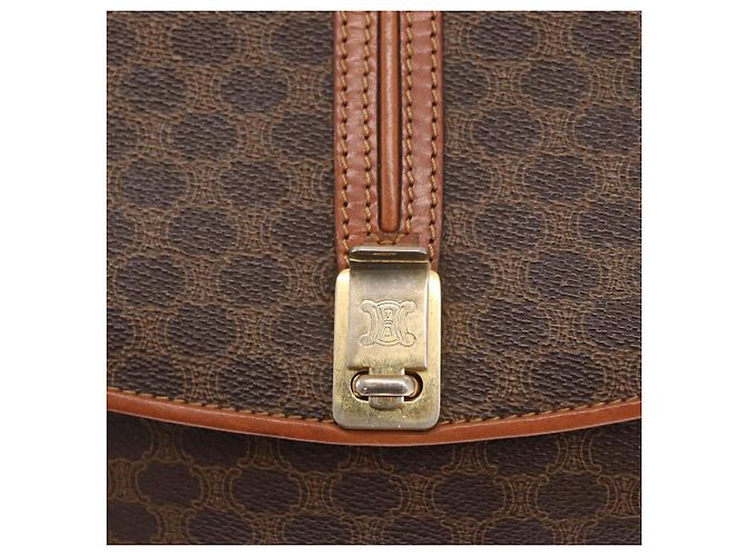 Céline Borsa a Spalla in Tela Macadam CELINE in Pelle PVC Marrone Oro Auth 161211 D'oro - vista 17