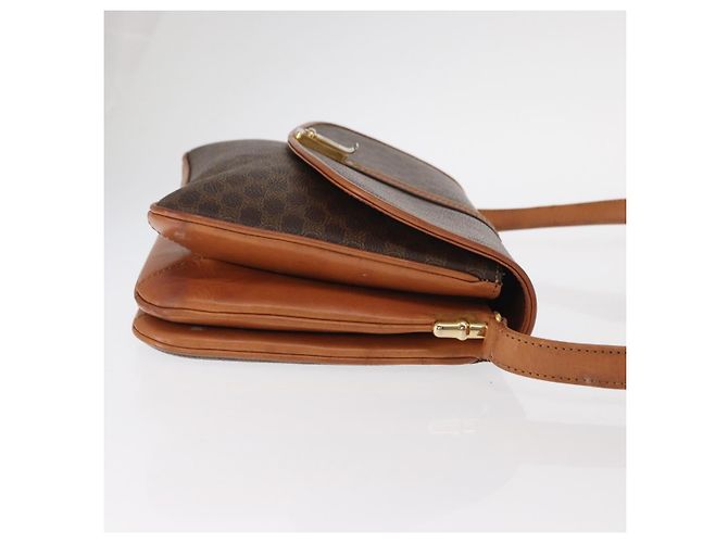 Céline Borsa a Spalla in Tela Macadam CELINE in Pelle PVC Marrone Oro Auth 161211 D'oro - vista 3