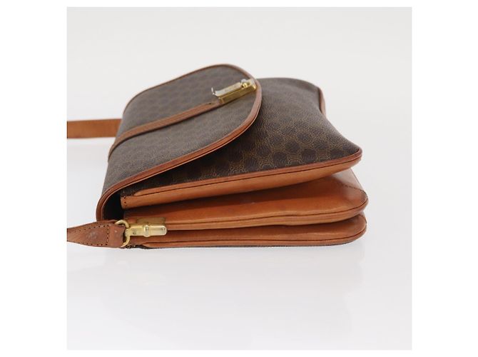 Céline Borsa a Spalla in Tela Macadam CELINE in Pelle PVC Marrone Oro Auth 161211 D'oro - vista 4