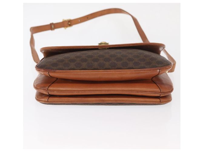 Céline Borsa a Spalla in Tela Macadam CELINE in Pelle PVC Marrone Oro Auth 161211 D'oro - vista 5