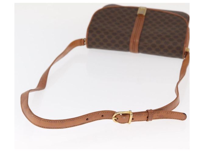 Céline Borsa a Spalla in Tela Macadam CELINE in Pelle PVC Marrone Oro Auth 161211 D'oro - vista 7