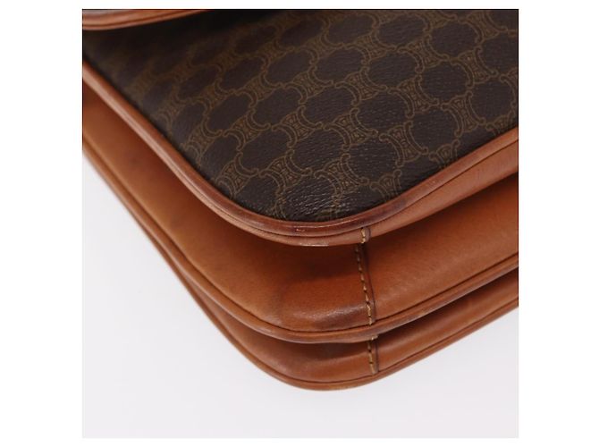 Céline Borsa a Spalla in Tela Macadam CELINE in Pelle PVC Marrone Oro Auth 161211 D'oro - vista 9