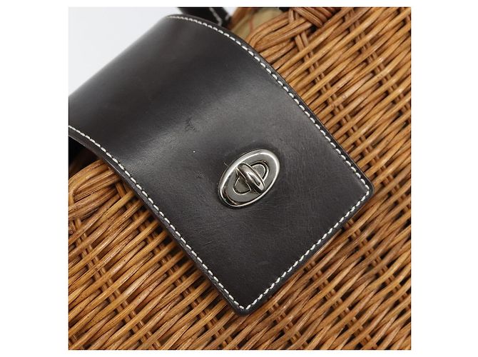 Borsa a Mano BURBERRY Blue Label Rattan Beige Argento Auth 161754 - vista 11