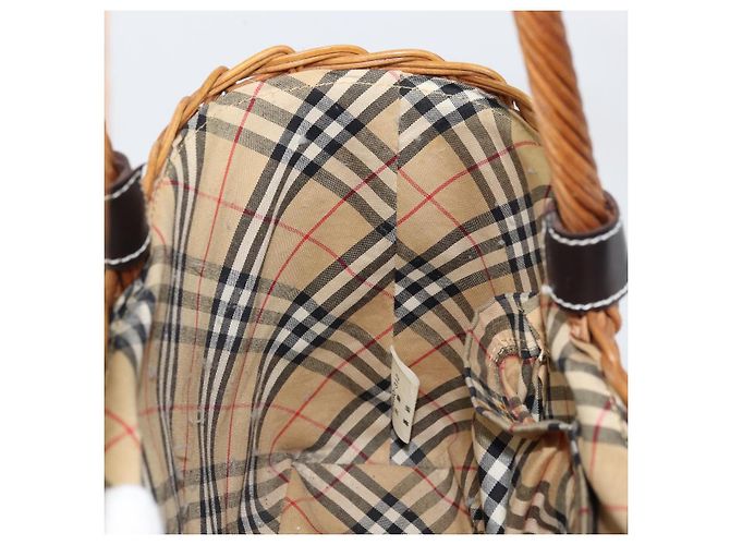 Borsa a Mano BURBERRY Blue Label Rattan Beige Argento Auth 161754 - vista 17