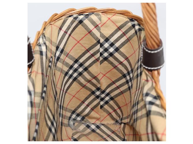Borsa a Mano BURBERRY Blue Label Rattan Beige Argento Auth 161754 - vista 18