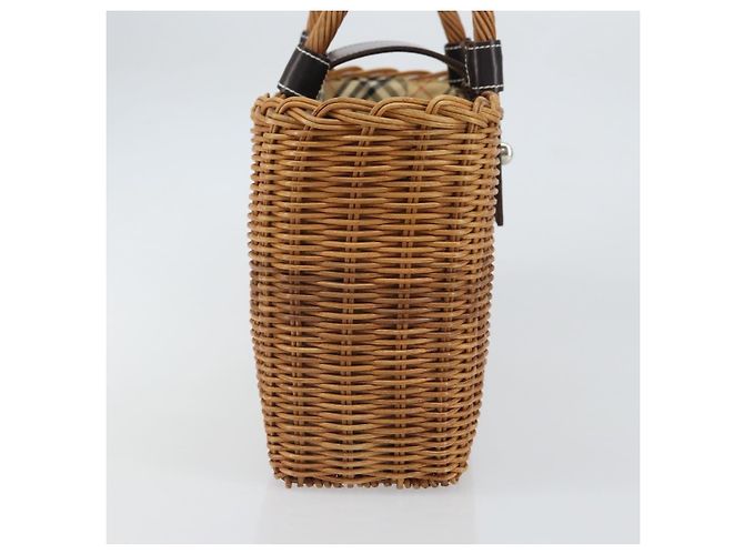 Borsa a Mano BURBERRY Blue Label Rattan Beige Argento Auth 161754 - vista 3