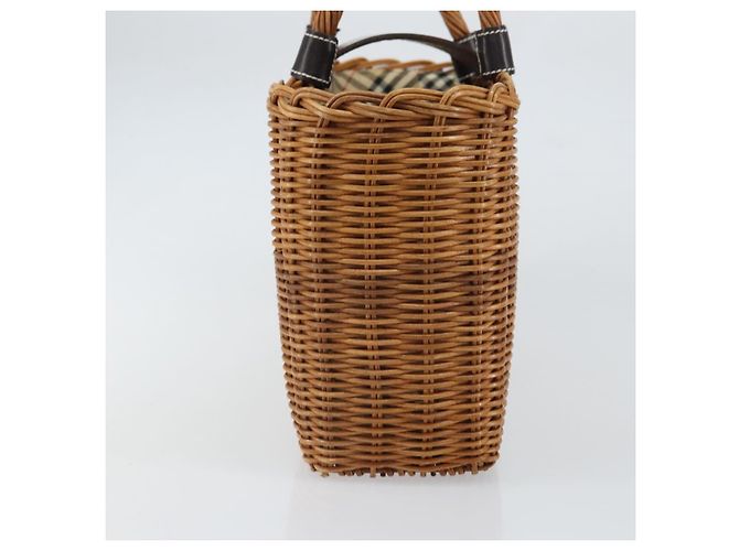 Borsa a Mano BURBERRY Blue Label Rattan Beige Argento Auth 161754 - vista 4