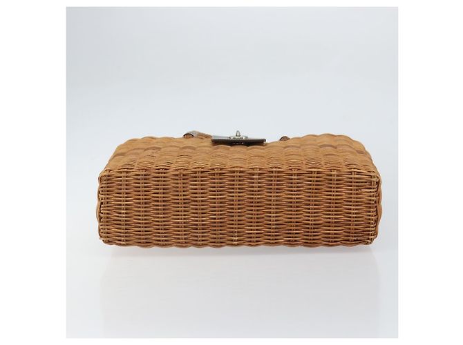 Borsa a Mano BURBERRY Blue Label Rattan Beige Argento Auth 161754 - vista 5
