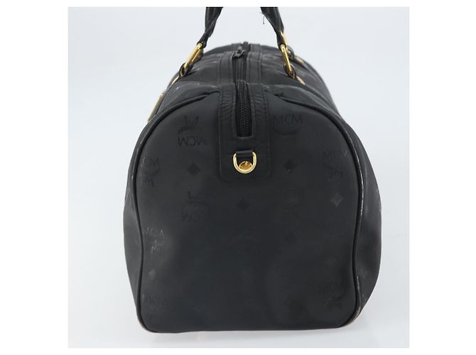 Borsa Boston Mini Vicetos Logogram MCM in PVC Nero Oro Auth am10417 D'oro - vista 3