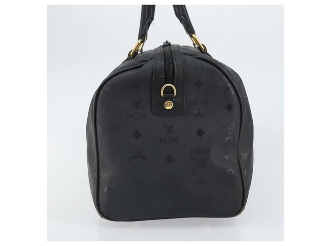 Borsa Boston Mini Vicetos Logogram MCM in PVC Nero Oro Auth am10417 D'oro - vista 4