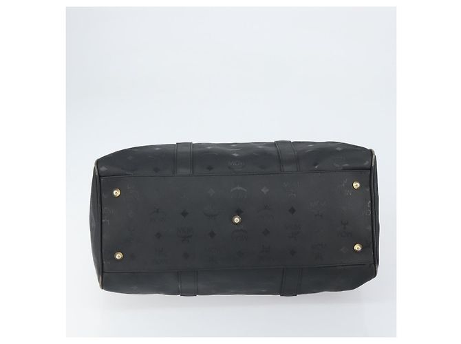 Borsa Boston Mini Vicetos Logogram MCM in PVC Nero Oro Auth am10417 D'oro - vista 5
