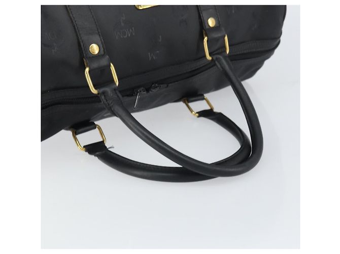 Borsa Boston Mini Vicetos Logogram MCM in PVC Nero Oro Auth am10417 D'oro - vista 7