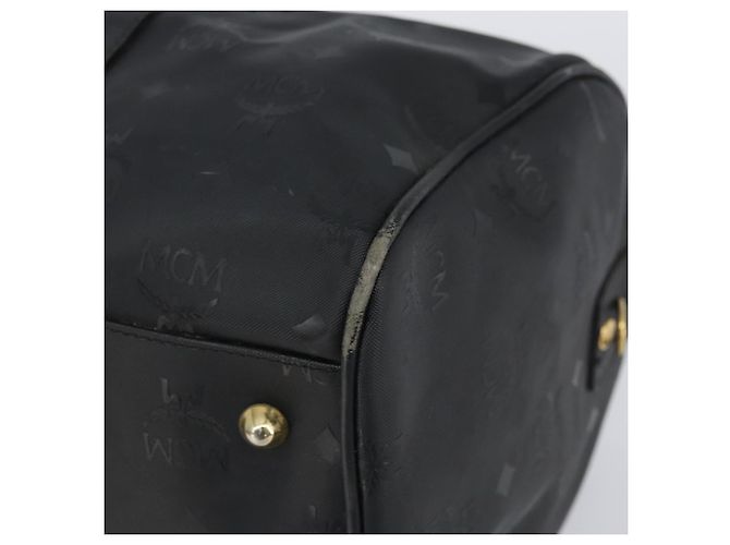 Borsa Boston Mini Vicetos Logogram MCM in PVC Nero Oro Auth am10417 D'oro - vista 8