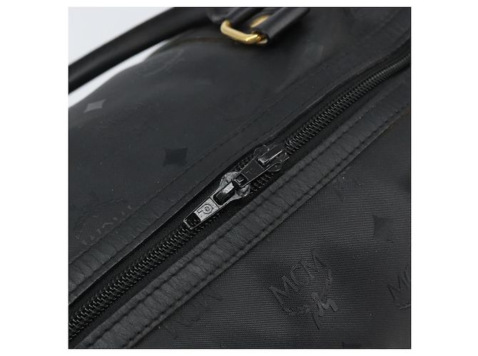 Borsa Boston Mini Vicetos Logogram MCM in PVC Nero Oro Auth am10417 D'oro - vista 9
