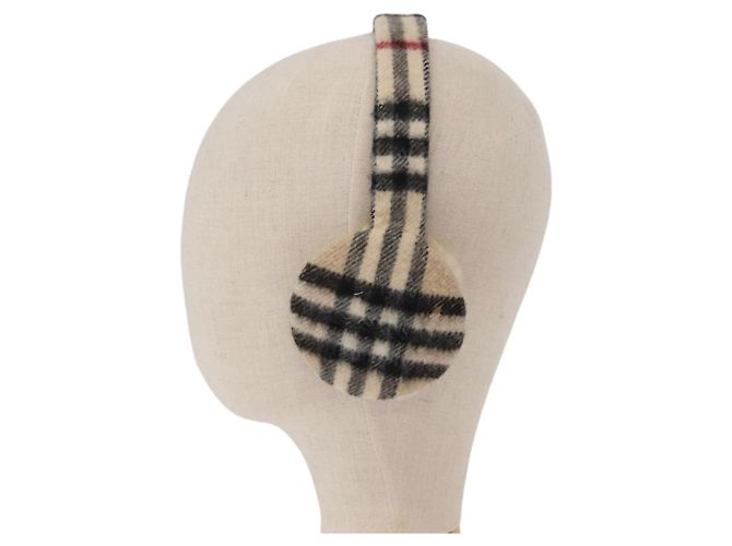Orejeras de lana beige con estampado Nova Check de BURBERRY Auth 159465 - vista 3