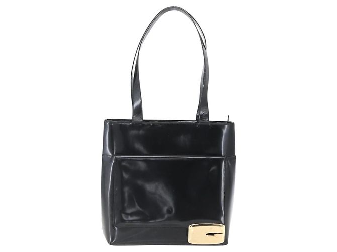 GUCCI Tote Bag Enamel Black Gold Auth 160601 Golden - view 13