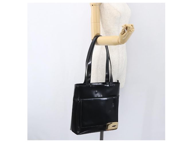 GUCCI Tote Bag Enamel Black Gold Auth 160601 Golden - view 23