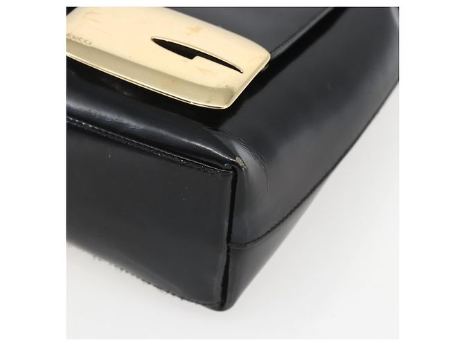 GUCCI Tote Bag Enamel Black Gold Auth 160601 Golden - view 8
