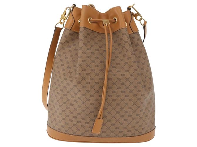 Gucci Borsa a Spalla Micro GG Supreme PVC Beige Oro Auth 162968 D'oro - vista 13