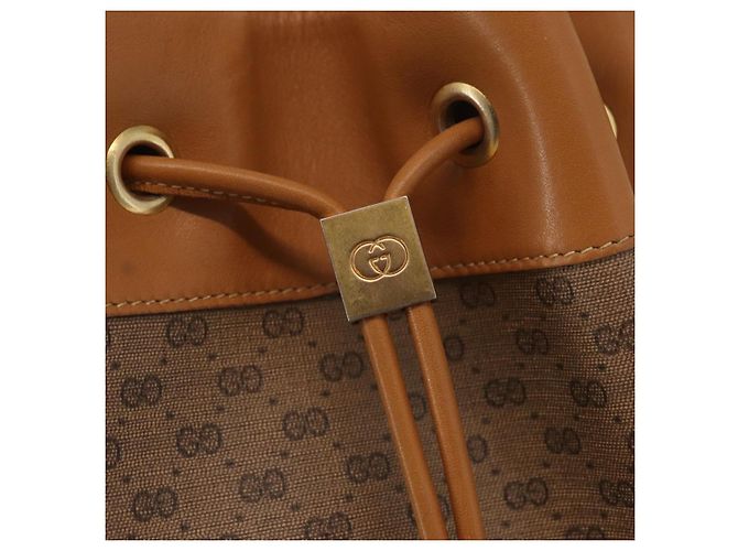 Gucci Borsa a Spalla Micro GG Supreme PVC Beige Oro Auth 162968 D'oro - vista 17