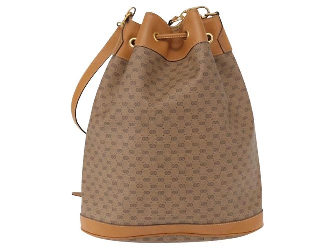 Gucci Borsa a Spalla Micro GG Supreme PVC Beige Oro Auth 162968 D'oro - vista 2