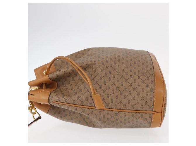 Gucci Borsa a Spalla Micro GG Supreme PVC Beige Oro Auth 162968 D'oro - vista 4