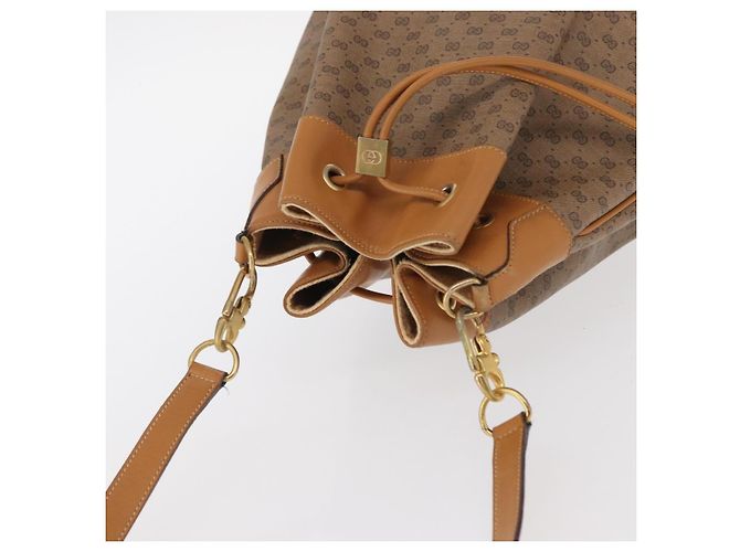 Gucci Borsa a Spalla Micro GG Supreme PVC Beige Oro Auth 162968 D'oro - vista 6