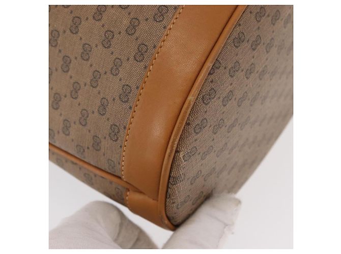 Gucci Borsa a Spalla Micro GG Supreme PVC Beige Oro Auth 162968 D'oro - vista 9