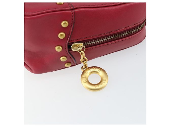 Céline Borsa a mano CELINE Circle in pelle 2 in 1 rossa oro Auth 161046 Rosso D'oro - vista 10