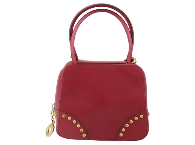 Céline Borsa a mano CELINE Circle in pelle 2 in 1 rossa oro Auth 161046 Rosso D'oro - vista 13