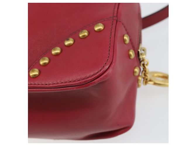 Céline Borsa a mano CELINE Circle in pelle 2 in 1 rossa oro Auth 161046 Rosso D'oro - vista 18