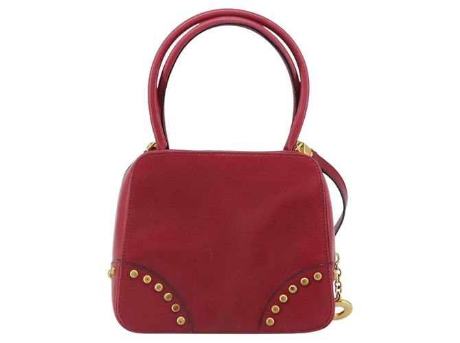 Céline Borsa a mano CELINE Circle in pelle 2 in 1 rossa oro Auth 161046 Rosso D'oro - vista 2