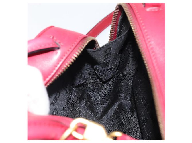 Céline Borsa a mano CELINE Circle in pelle 2 in 1 rossa oro Auth 161046 Rosso D'oro - vista 20