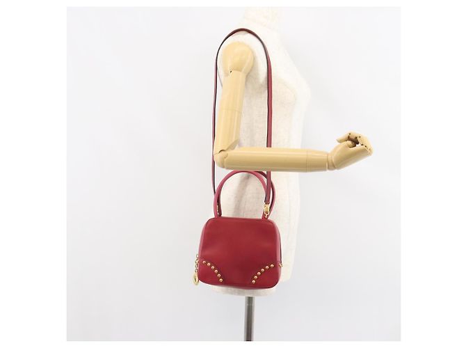 Céline Borsa a mano CELINE Circle in pelle 2 in 1 rossa oro Auth 161046 Rosso D'oro - vista 22