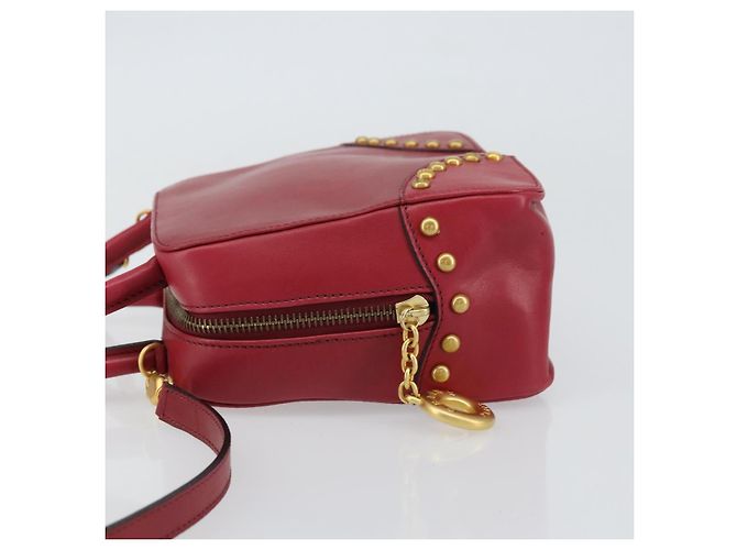 Céline Borsa a mano CELINE Circle in pelle 2 in 1 rossa oro Auth 161046 Rosso D'oro - vista 4