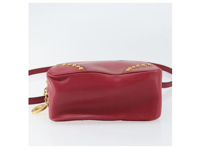 Céline Borsa a mano CELINE Circle in pelle 2 in 1 rossa oro Auth 161046 Rosso D'oro - vista 5