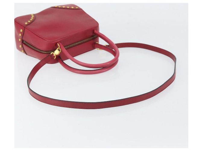 Céline Borsa a mano CELINE Circle in pelle 2 in 1 rossa oro Auth 161046 Rosso D'oro - vista 8